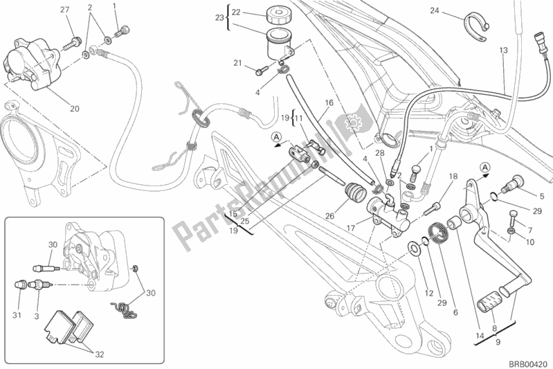 Todas as partes de Sistema De Freio Traseiro do Ducati Monster 796 ABS USA 2013
